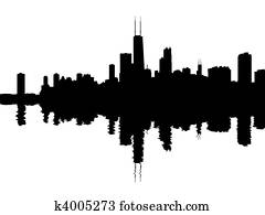 Chicago skyline reflected Chicago skyline reflected
