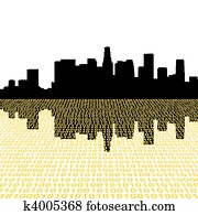 Los Angeles skyline with binary Los Angeles skyline with binary