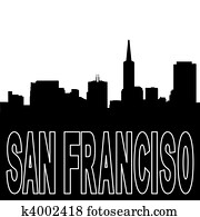 San Francisco skyline black silhouette on white illustration San Francisco skyline black silhouette on white illustration