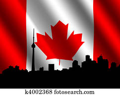 Toronto skyline with Canadian Flag Toronto skyline with Canadian Flag