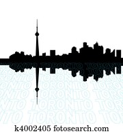 Toronto skyline with perspective text outline foreground Toronto skyline with perspective text outline foreground