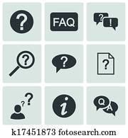 Vector black FAQ icons set Vector black FAQ icons set