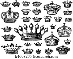 עתיק, כתרים, קבע, (vector)