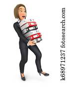 3d business woman overworked 3d business woman overworked