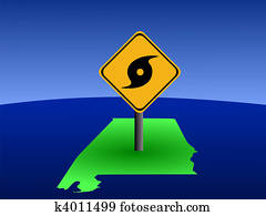 Alabama map with hurricane sign Alabama map with hurricane sign