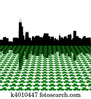 Chicago skyline with shamrocks Chicago skyline with shamrocks