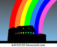 Colosseum with rainbow Colosseum with rainbow