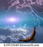 Eagle in flight beneath storm Eagle in flight beneath storm