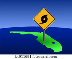 Florida map with hurricane sign Florida map with hurricane sign