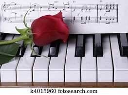 Piano with red rose Piano with red rose