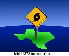 Texas map with hurricane sign Texas map with hurricane sign