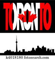 Toronto skyline with flag text Toronto skyline with flag text