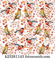winter seamless texture with cute birds watercolor winter seamless texture with cute birds watercolor