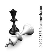 3d, image, Chess pieces, queen and king 3d, image, Chess pieces, queen and king