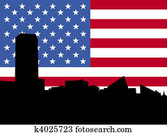 Baltimore Inner Harbor with flag