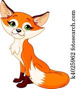 cute, caricatura, raposa