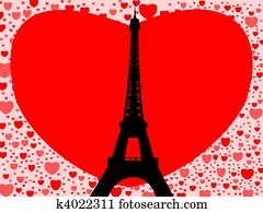 Eiffel Tower with hearts Eiffel Tower with hearts
