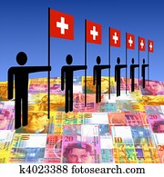 men with Swiss flags