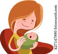 mãe segura bebê dela