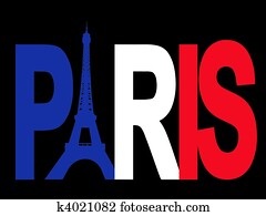 Paris text with Eiffel tower Paris text with Eiffel tower