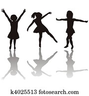 Three little girls silhouettes Three little girls silhouettes