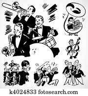 Vector Vintage Band and Orchestra Vector Vintage Band and Orchestra