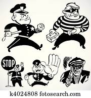 Vector Vintage Cops and Robbers Vector Vintage Cops and Robbers