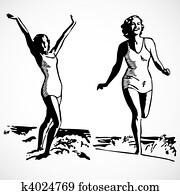 Vector Vintage Woman in Bathing Suit Vector Vintage Woman in Bathing Suit