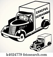 vektor, altmodisch, lieferwagen vektor, altmodisch, lieferwagen