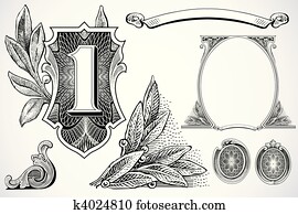 vetorial, dinheiro, elementos