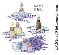Watercolor lavender oil set Watercolor lavender oil set