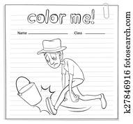 A scrapbook with a man hitting the bucket