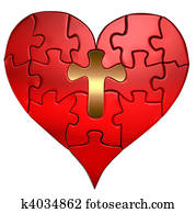Heart and Cross Puzzle Orthographic Heart and Cross Puzzle Orthographic