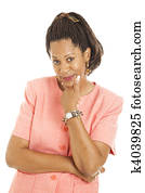 hermoso, mujer de negocios, -, escéptico