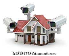 segurança, câmera cctv, ligado, a, house.