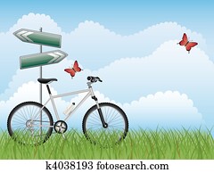 Summer landscape with a bike Summer landscape with a bike