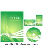 verde, corporativo, estilo, disposición