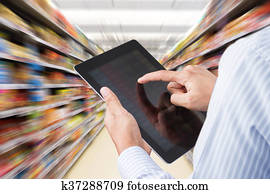 verificar, inventário, em, supermercado