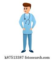 Young doctor icon, cartoon style Young doctor icon, cartoon style