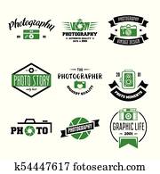 צילום, logos,, תגים, ו, מדבקות, עצב יסודות, set., מצלמה של צילום, בציר, סיגנון, objects.