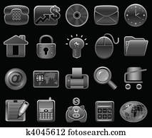 de pictogrammen van het bureau