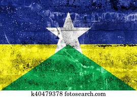 Flag of Rondonia State, Brazil, painted on dirty wall Flag of Rondonia State, Brazil, painted on dirty wall
