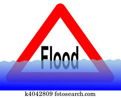 flood sign with water flood sign with water