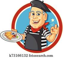 France Crepes Chef Cartoon Mascot France Crepes Chef Cartoon Mascot