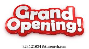 Grand Opening text banner isolated on white background Grand Opening text banner isolated on white background