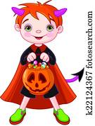 halloween, tromper traiter, garçon