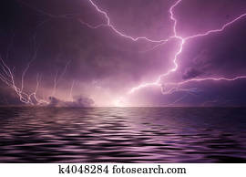 Lightning over water