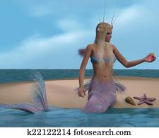 Mermaid and Seashells Mermaid and Seashells