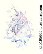 niedlich, aquarell, einhorn niedlich, aquarell, einhorn