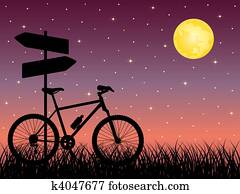 Night landscape with a bike Night landscape with a bike
